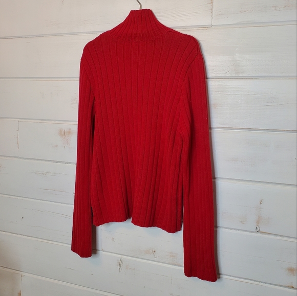 Abercrombie & Fitch RED Heavy Ribbed Knit Turtle Neck Sweater XL - Picture 7 of 10
